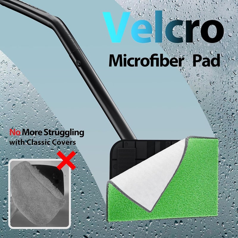 desin Car Windshield Cleaning Tool, Windshield Cleaner with 5 Washable and Reusable Microfiber Pads and Extendable Handle, for Auto Glass Wiper - Image 3